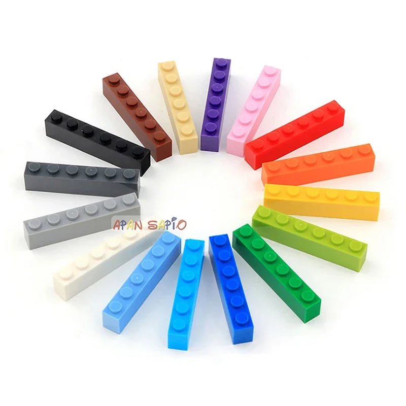 200pcs Building Blocks DIY thick 1x6 Dots 16Color Bricks Size