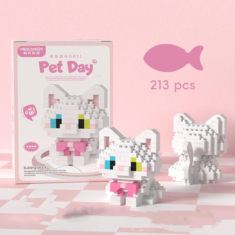 18 New Pet Cat And Dog Animal Dolls Children's Educational Building Block Toys
