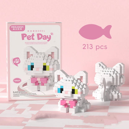 18 New Pet Cat And Dog Animal Dolls Children's Educational Building Block Toys