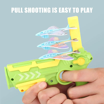 HOT！Airplane Launcher Bubble Catapult With 6 Small Plane Toy Funny Airplane Toys