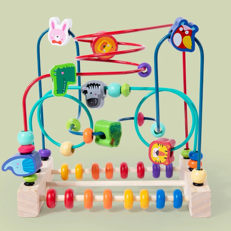 Wooden Roller Coaster Bead Maze Abacus Math Toys Toddler Early Educational Toys