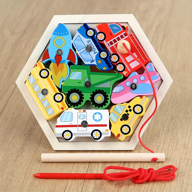 Montessori Wooden Magnetic Fishing Toys Marine Life Cognition Games Early Educational Toy