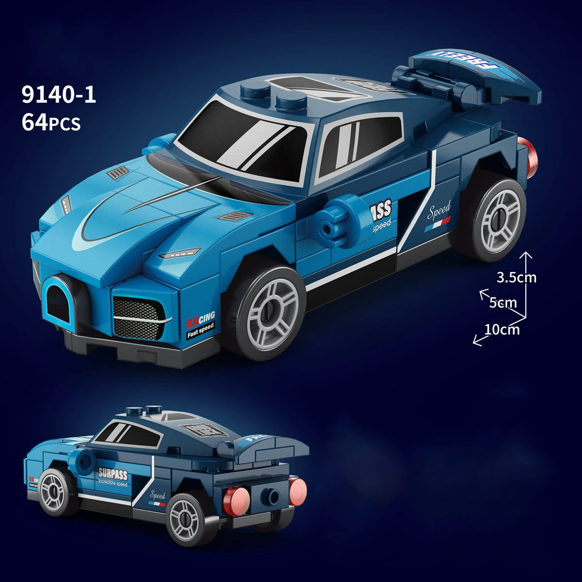 City Speed Racing MOC Car Sports Building Blocks Bricks Classic