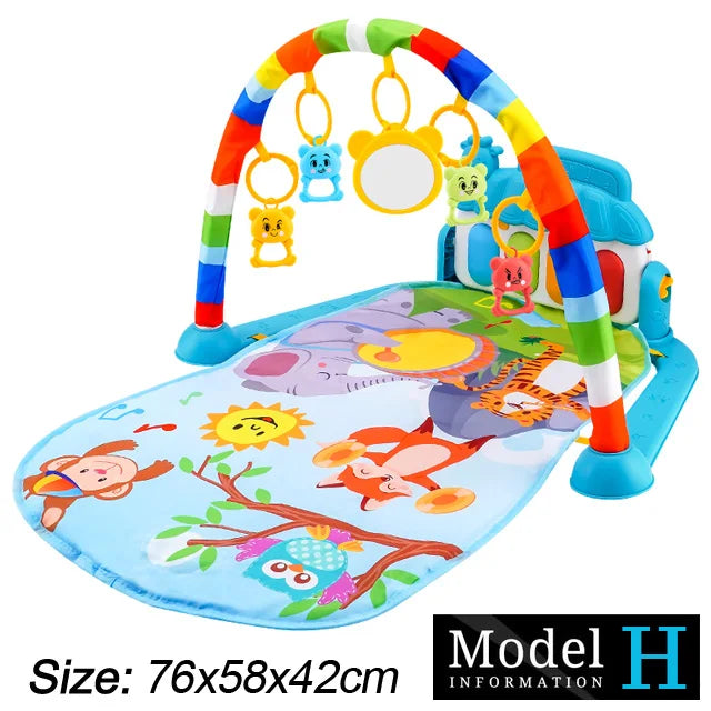 Baby Fitness Stand Music Play Gym Activity Toys Newborn Piano Crawling Blanket Pedal