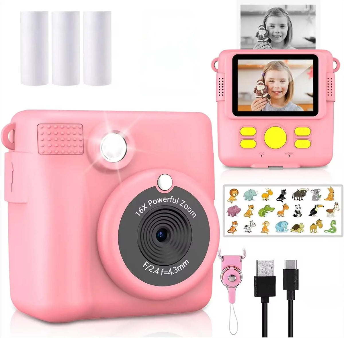 1080P HD Video Camera Portable Instant Print Camera for Kids