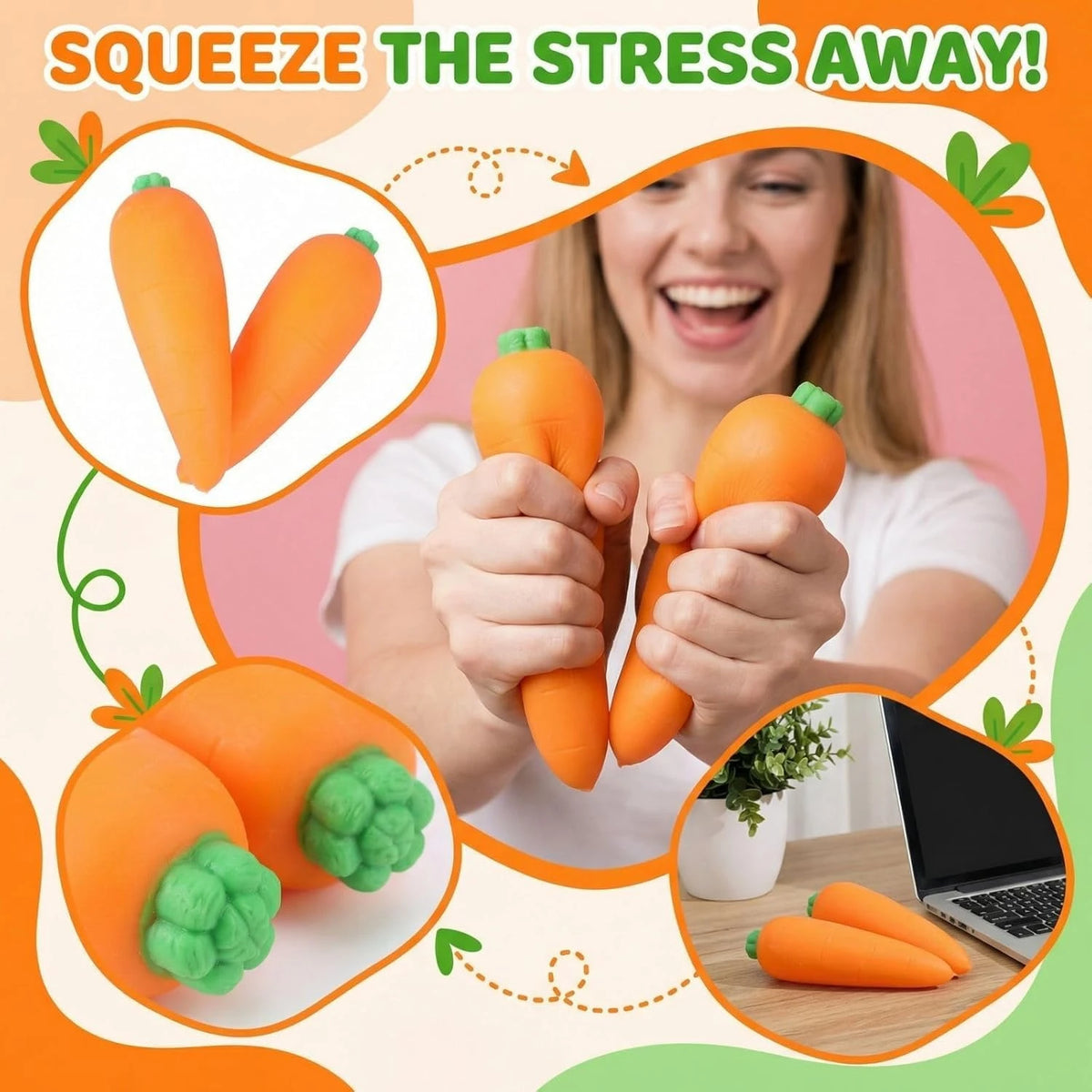 1pc Squishy Carrot, Vegetable Shaped Stress Relief Squishy