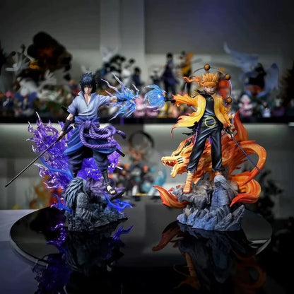 22cm Naruto Shippuden Anime Figure AK Uzumaki Naruto Uchiha Sasuke Action Model Pvc Statue