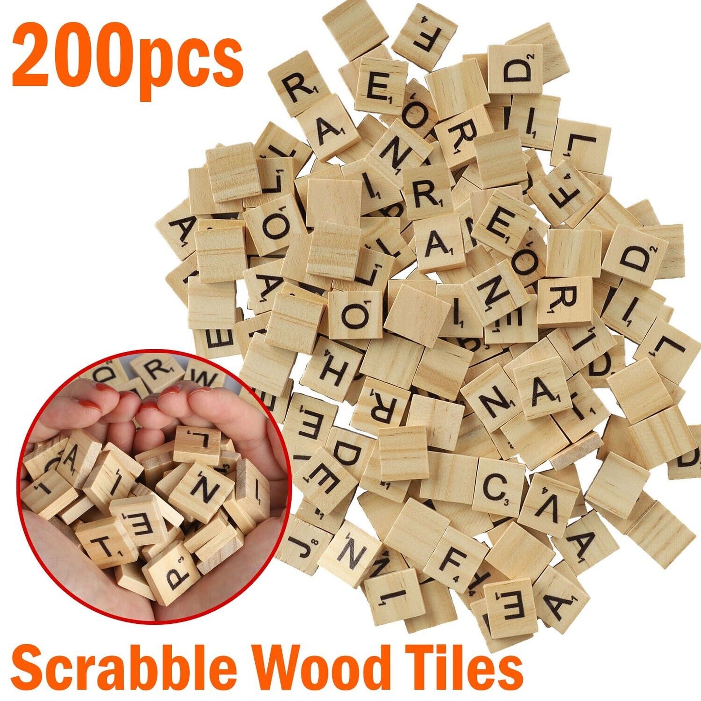 Scrabble Wood Tiles Pieces Full Sets 100 Letters Wooden Replacement Pick