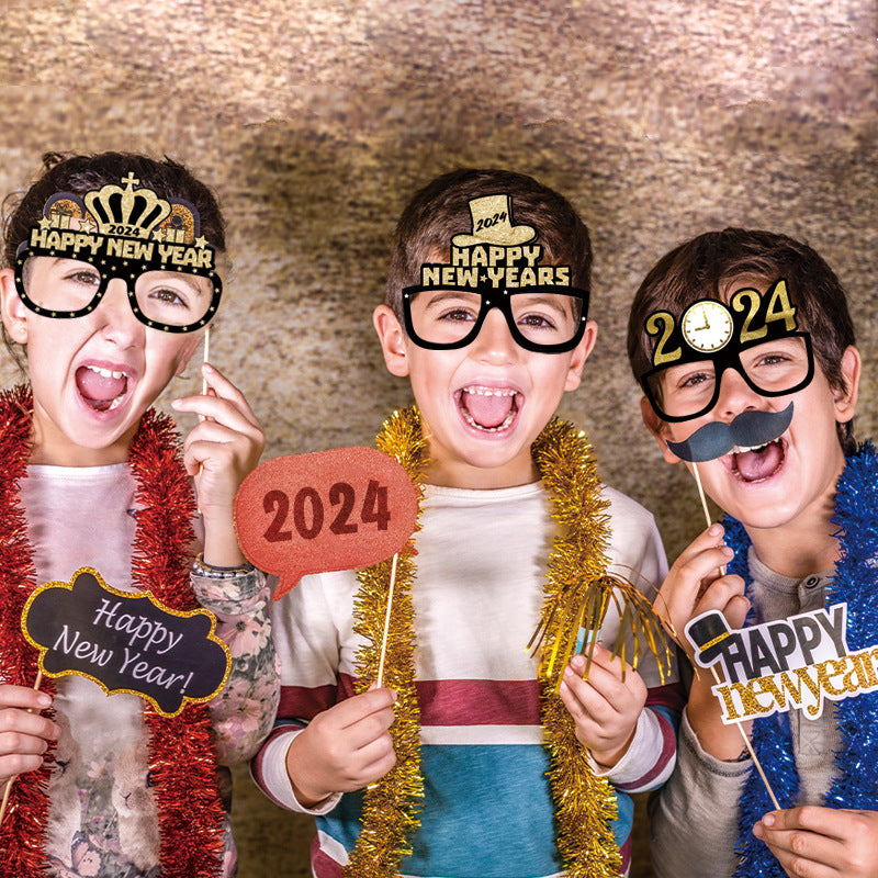 3D Glasses Happy New Year Children Kids Party Photograph Decoration Props