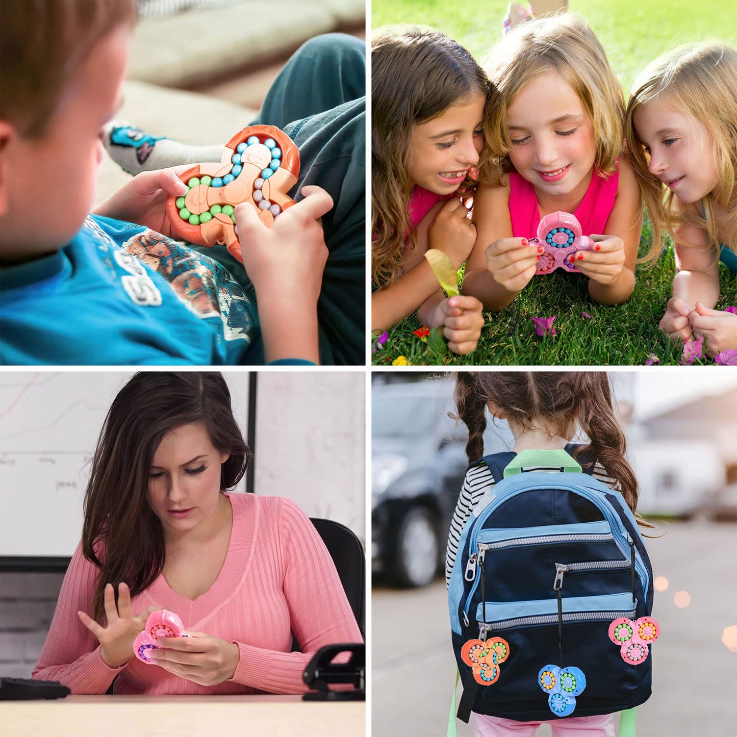 Magic Bean Puzzle Toy, Rotating Magic Bean Cube&Fidget Spinner Toys