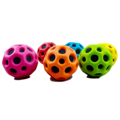 Hole Ball Soft Bouncy Ball Anti-fall Moon Shape Porous Bouncy Ball