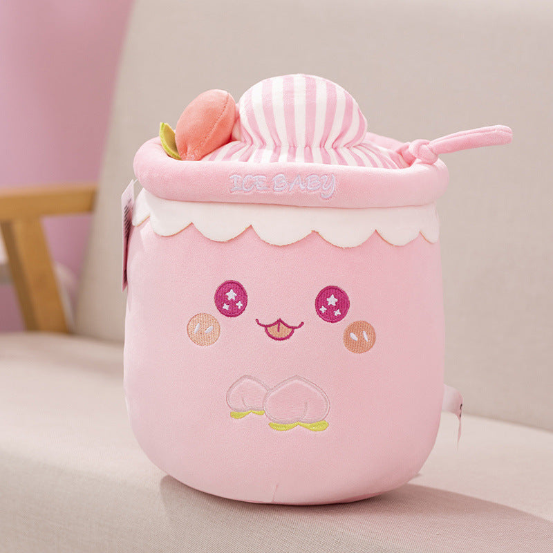 Ice And Snow Milky Tea Cup Pillow Doll Cute Plush Toy Prize