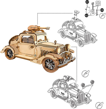 Robotime Rolife Vintage Car Model 3D Wooden Puzzle Toys For Chilidren Kids