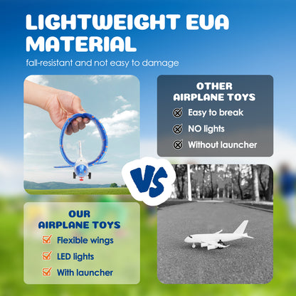 2 Pack Airplane Toys With Launcher 2 Flight Modes LED Foam Glider