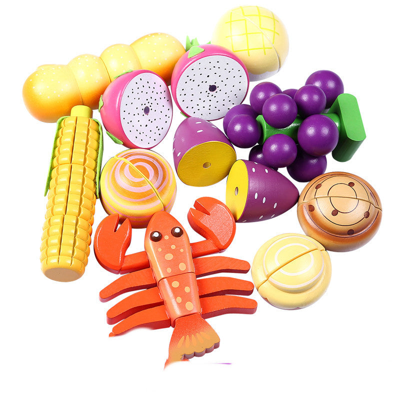 Fruits Carefully, Children's Wooden Toys, Play House Magnetic Cut Toys