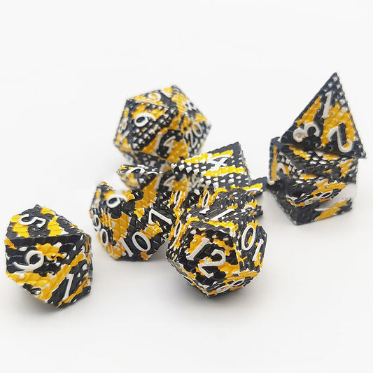 Metal Dragon Scale Polyhedron 7 Set Dice