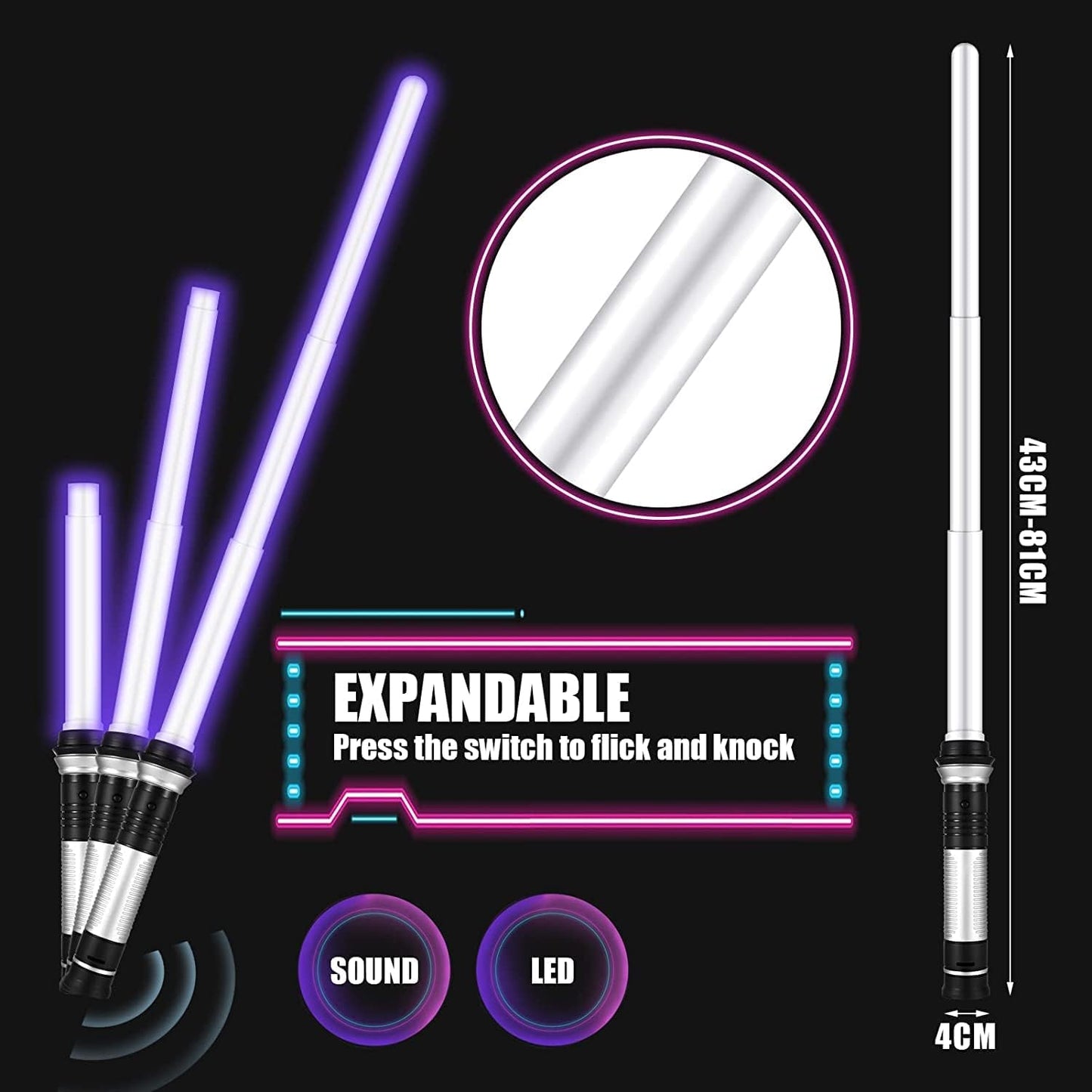 Lightsaber Kids - 2 Pack - LED Light Up Saber With Sound