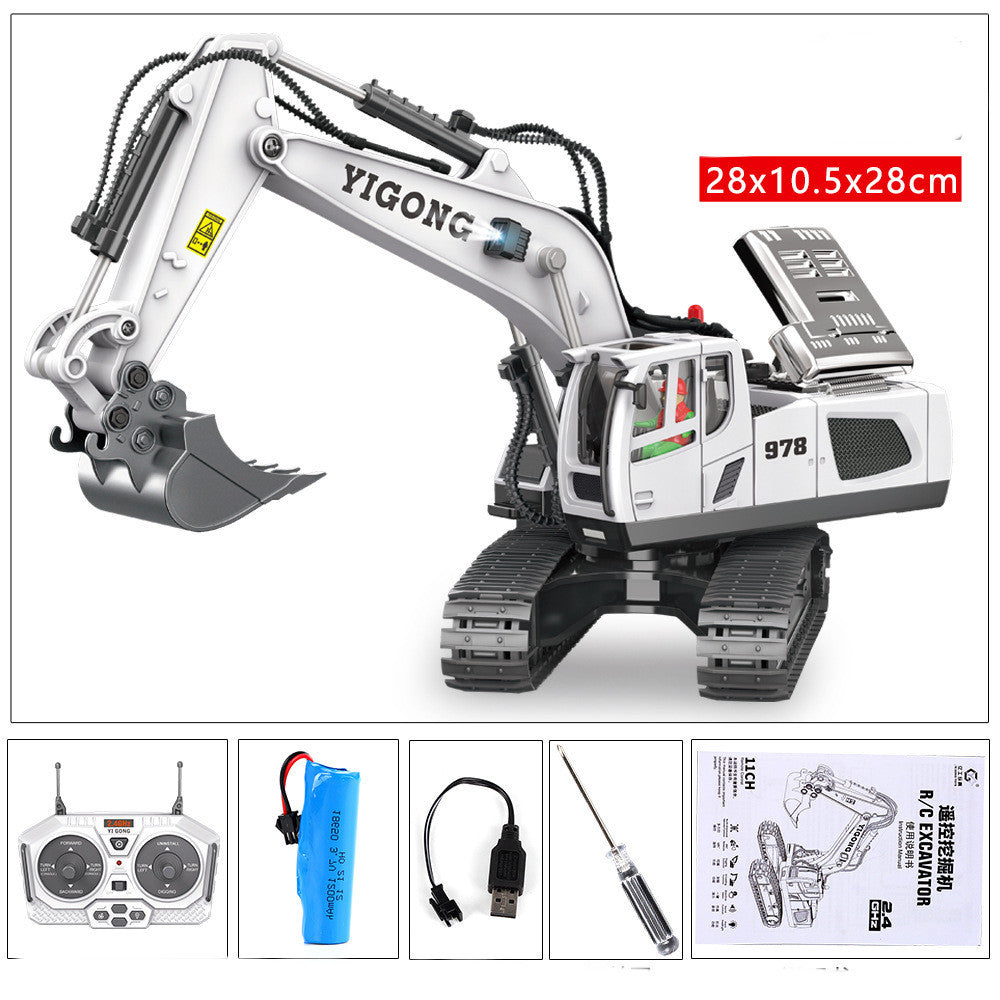 Children's Simple Alloy Charging Excavator Toy Car