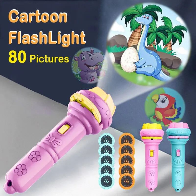 Cartoon Projection Flashlight 80 Patterns Creative Children Flashlight