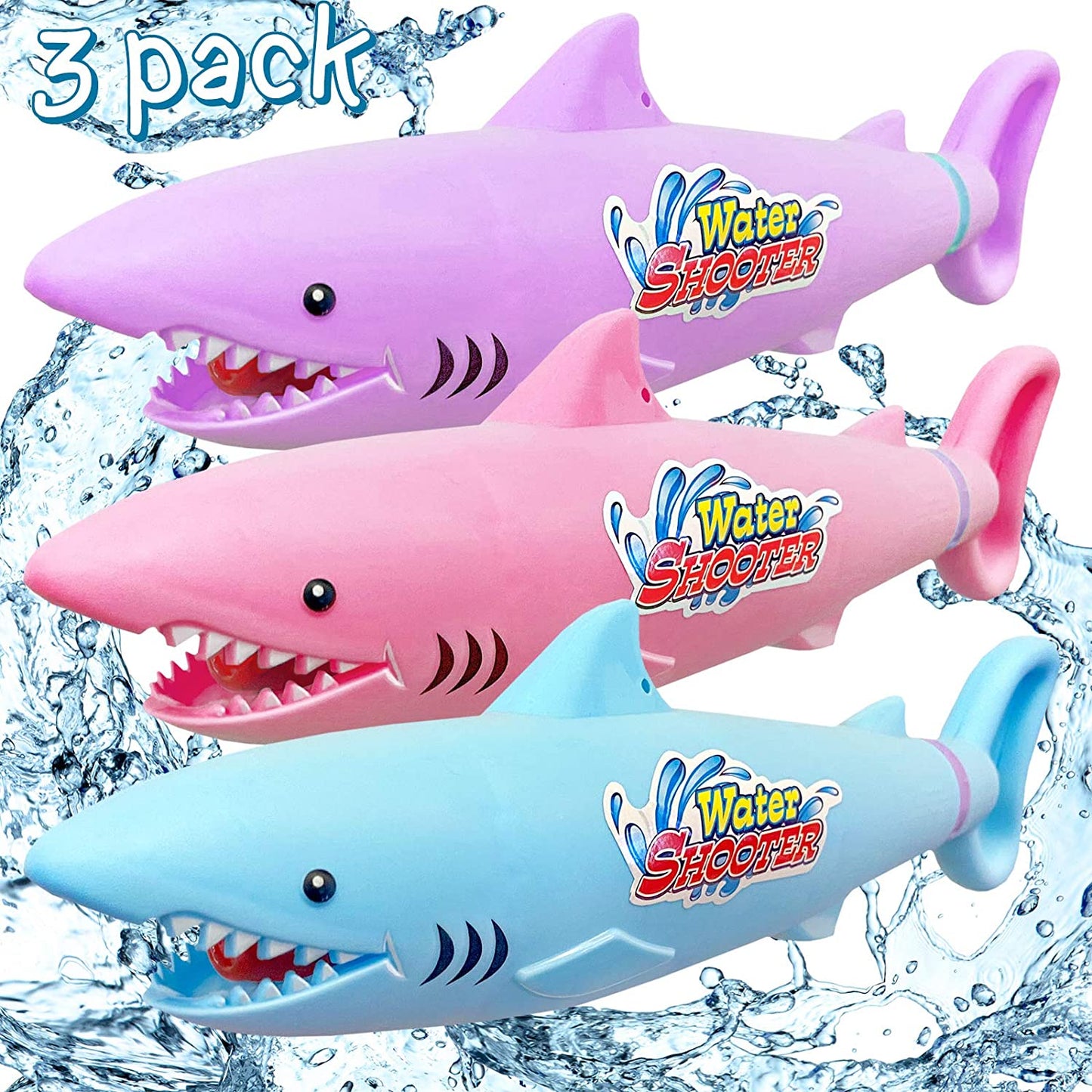 3PC Children's Toy High-pressure Drawing Cartoon Shark Beach Rafting Spray Gun