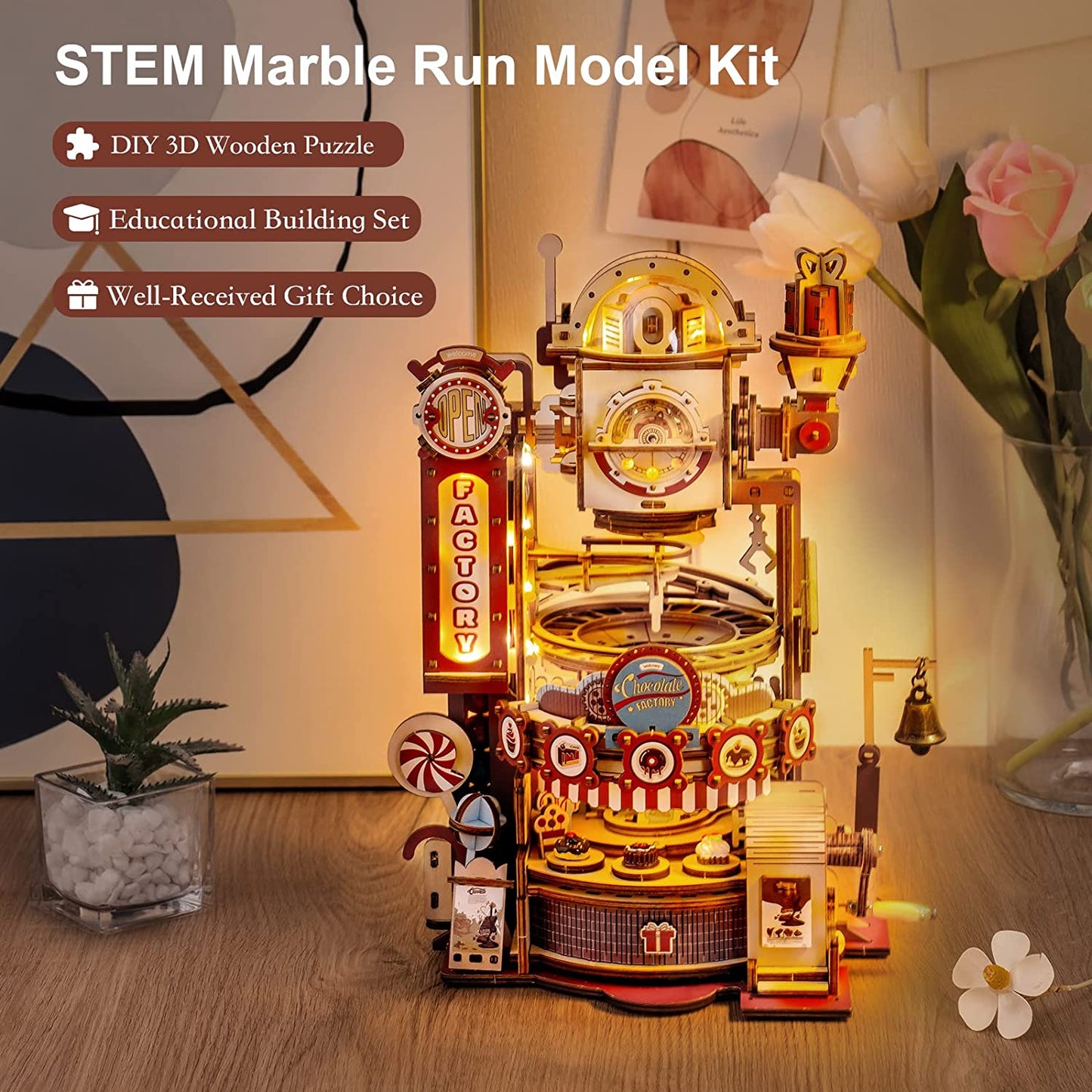 Marble Chocolate Factory 3D Wooden Puzzle Games Assembly