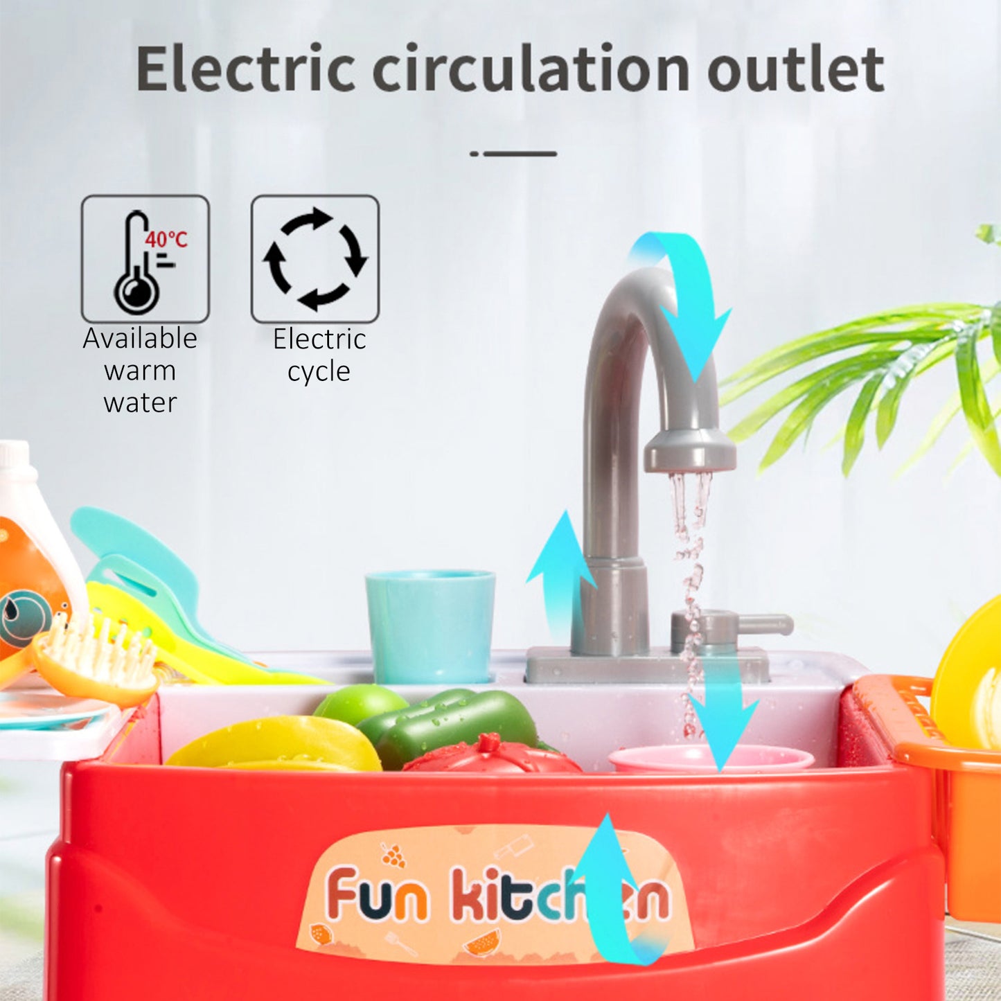 Kitchen Children Dishwasher Simulation Sink Faucet Circulating Water Electric Wash Table Toys