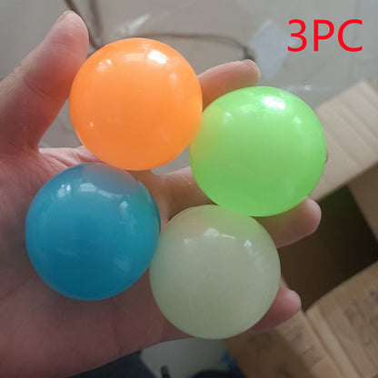 Luminous Sticky Ball Toys Sticky Wall Home Party Games Glow In The Dark Novelty Toys Decompression Squeeze Toy