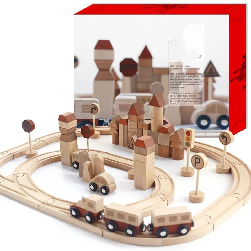 Wooden Creative Forest Track Children Puzzle To Build Urban Rail Transit Wooden Toys