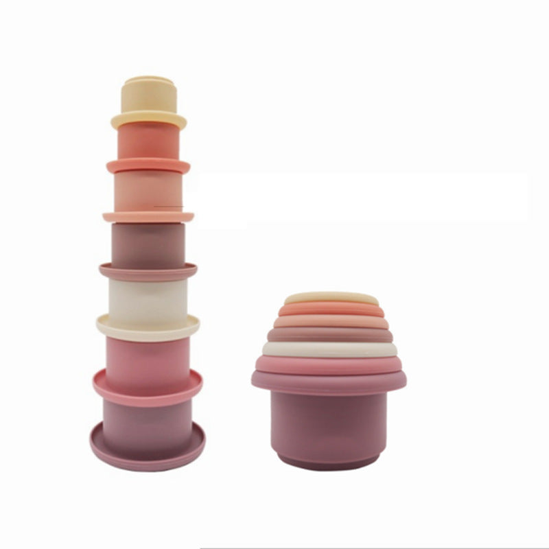 Baby Stacked Cup Stacking Interactive Jenga Children Silicone Infant Educational Toys