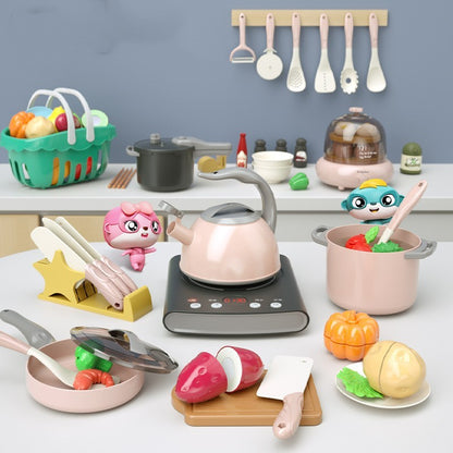 Simulation Kitchen Baby Cooking Sound Light Toys Set