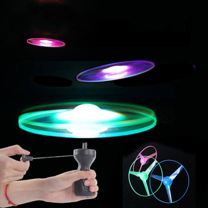 Pull String Luminous Flying Saucer Toy