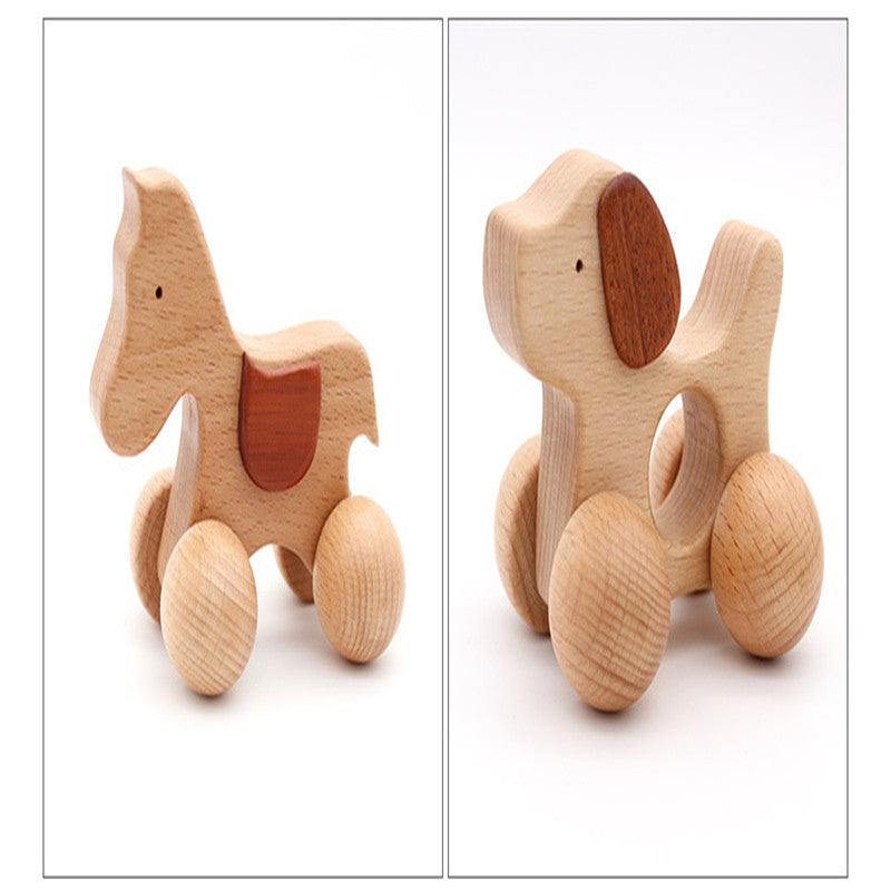 Baby Dog Shape Ecofriendly Wooden Car Infant Animal Puzzle Toys