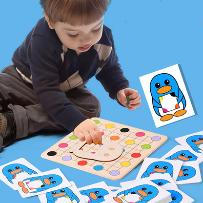 Wooden Penguin Color Matching Early Education Puzzle Toy