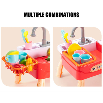 Kitchen Children Dishwasher Simulation Sink Faucet Circulating Water Electric Wash Table Toys