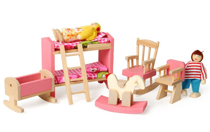 Small Furniture Wooden High Bed Children's Play House