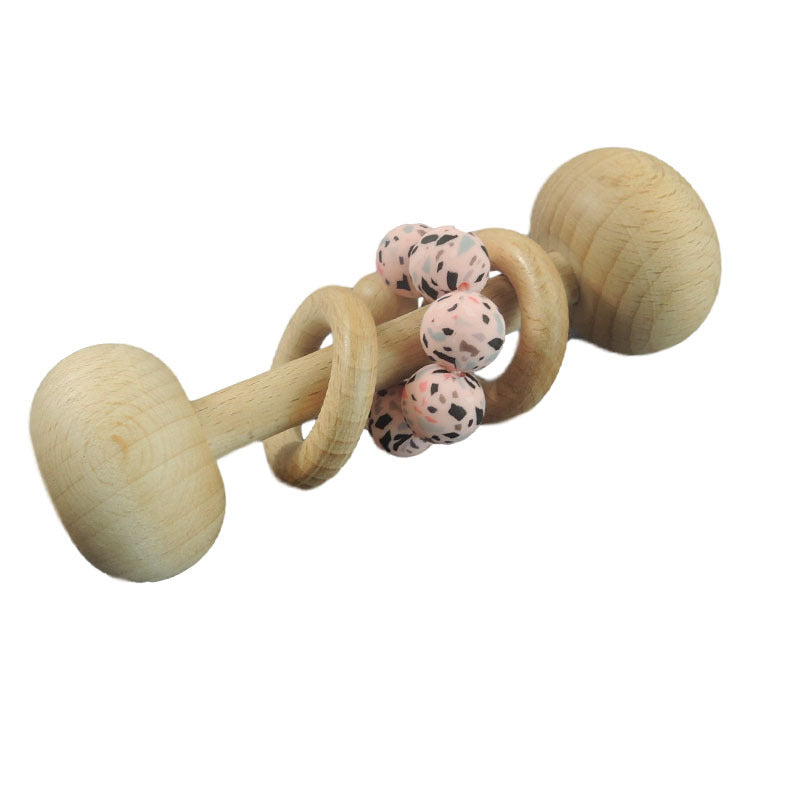 Baby Wooden Rattles, Raw Wooden Toys, Silicone Beads