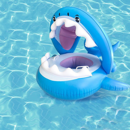 Inflatable Swimming Ring For Kids With Awning Shark Seat Ring