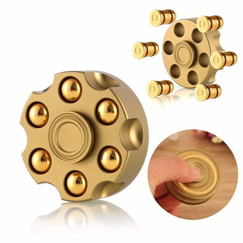 Unique Brass Gun Revolver Bullet Fidget Toy Spinner Copper Hand Spinners