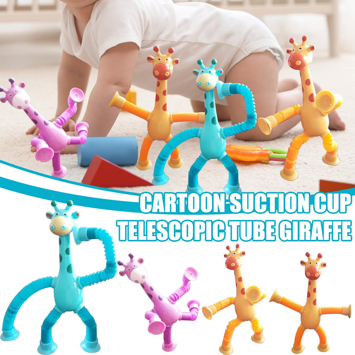 Giraffe Pop Tubes Sensory Toys Novelty Spring Fidget Toy Stretch Tube