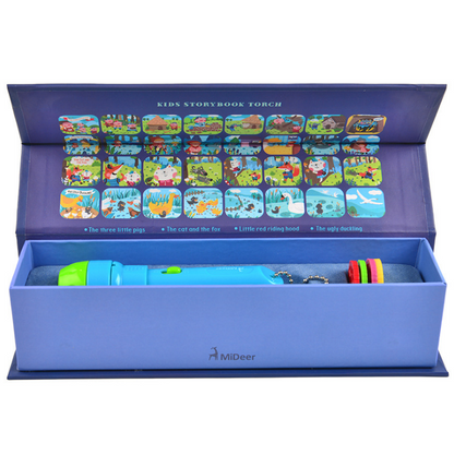 Cartoon Storybook Cards LED Projection Flashlight Interactive Toy Kids Gift