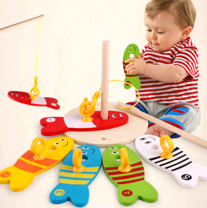 Children's educational creative fishing toys wooden baby toys