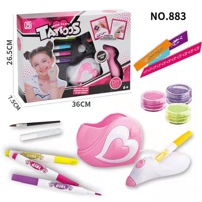 Play House Girl Jewelry Makeup DIY Watermark Tattoo Pen Childrens Toy Set