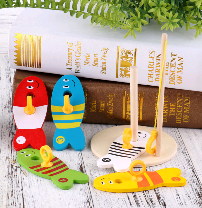 Children's educational creative fishing toys wooden baby toys