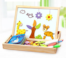 Wooden Magnetic Puzzle Toys Children 3D Puzzle Box Figure Animals