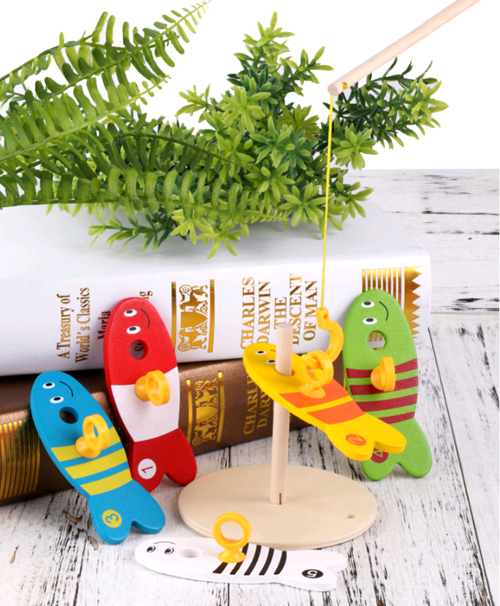 Children's educational creative fishing toys wooden baby toys