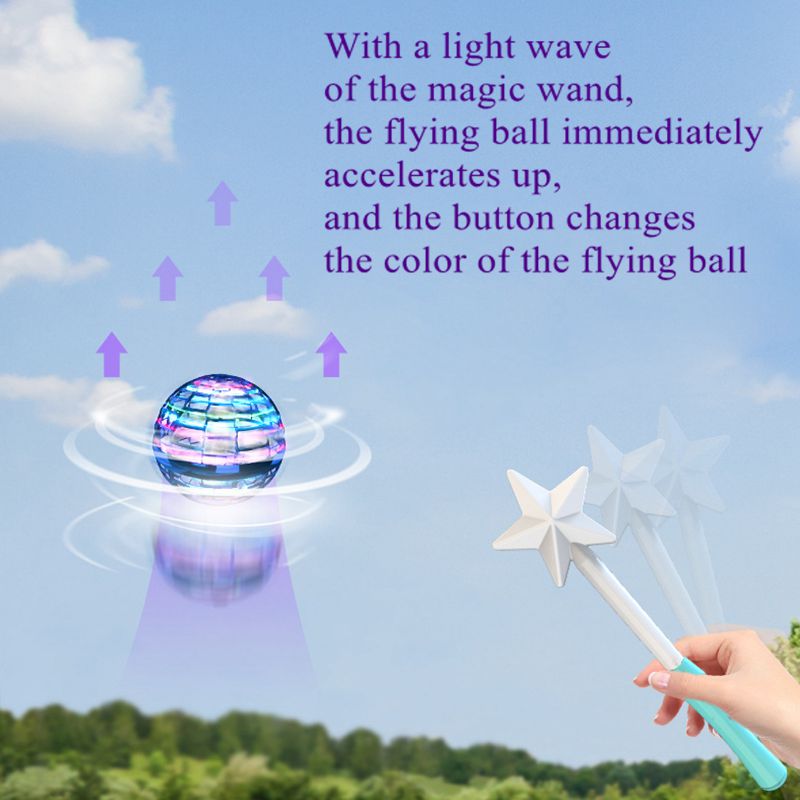 Toy Magic Wand Induction Luminous Swirling Flying Ball Gift Kids Adults