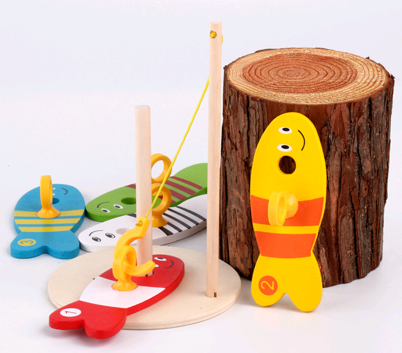 Children's educational creative fishing toys wooden baby toys