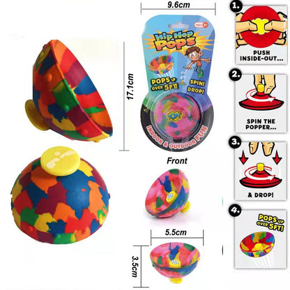 Children Toys Camouflage Bounce Rubber Popping Bowls Novelty Elastic Hip Hop Jumps Fidget Toys Outdoor Funny Sports Gifts For Kids