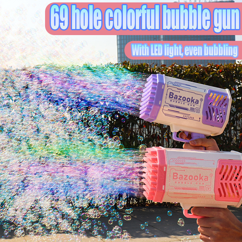 Bubble Gun Rocket 69 Holes Soap Bubbles Machine Gun Shape