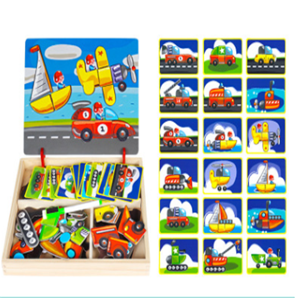 Wooden Magnetic Puzzle Toys Children 3D Puzzle Box Figure Animals